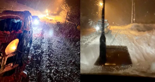 Darende Ayvalı Mevkiinde Kar Yağışı Ulaşımı Olumsuz Etkiledi