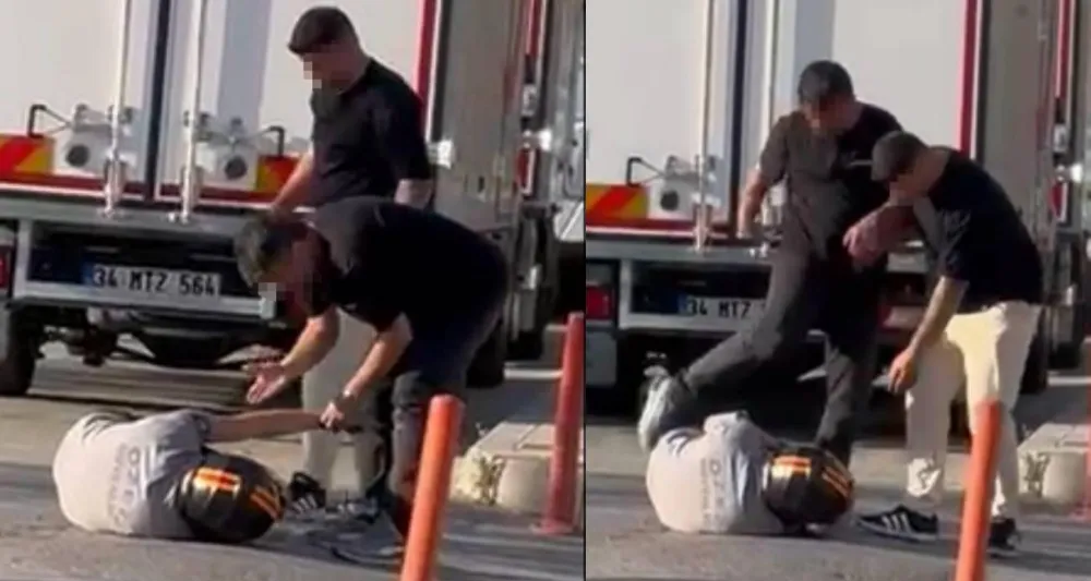 Motosikletli Genç Yerde Tekmelendi